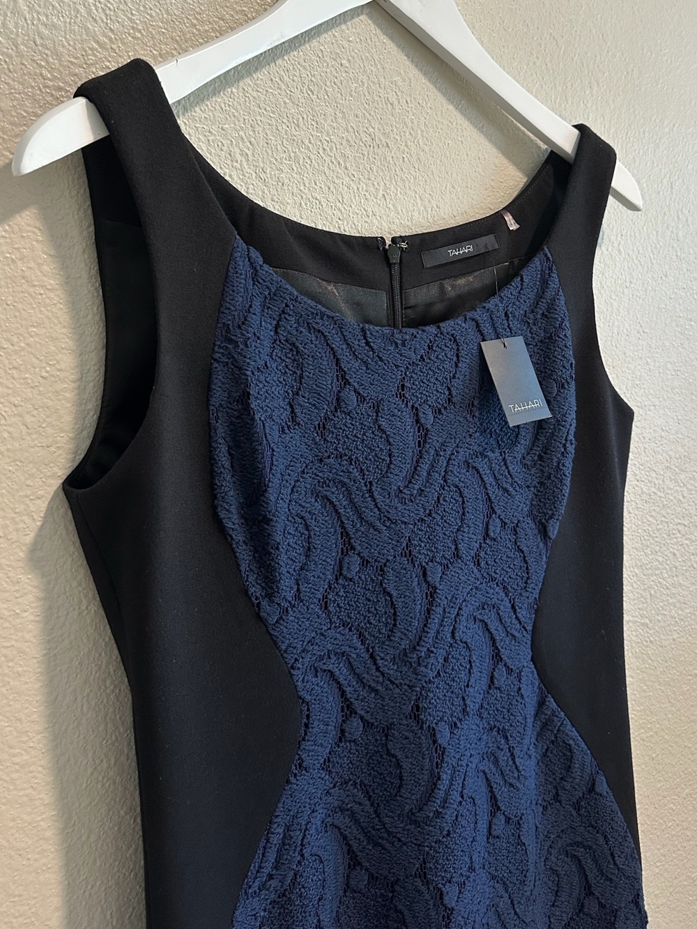 ☀️ New! TAHARI Crochet Lace Front Cocktail Dress